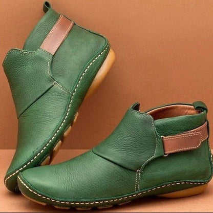 Mila – Damen Lederstiefeletten mit Klettverschluss