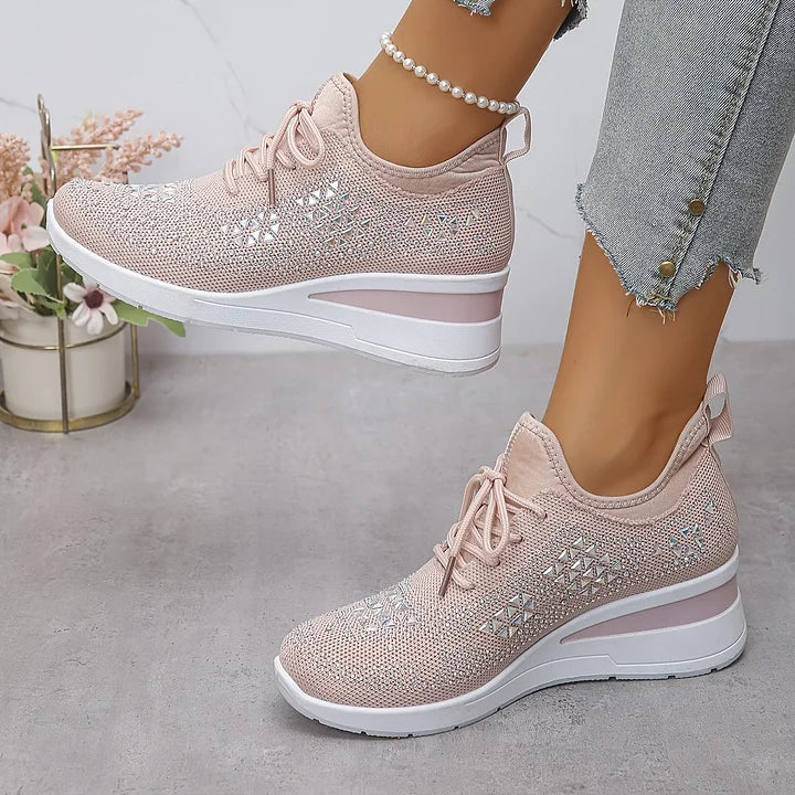 Selina - Damen Sneaker mit Strass und Plateau