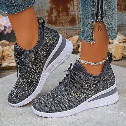 Selina - Damen Sneaker mit Strass und Plateau