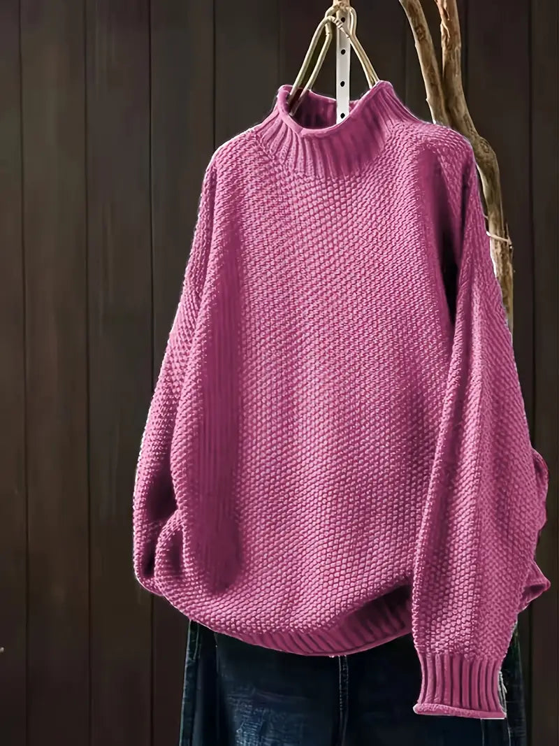 Amara - Damen Strickpullover mit Stehkragen und lockerem Schnitt