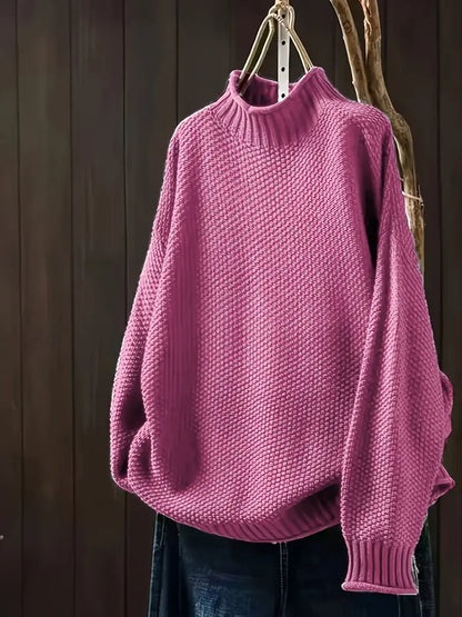 Amara - Damen Strickpullover mit Stehkragen und lockerem Schnitt