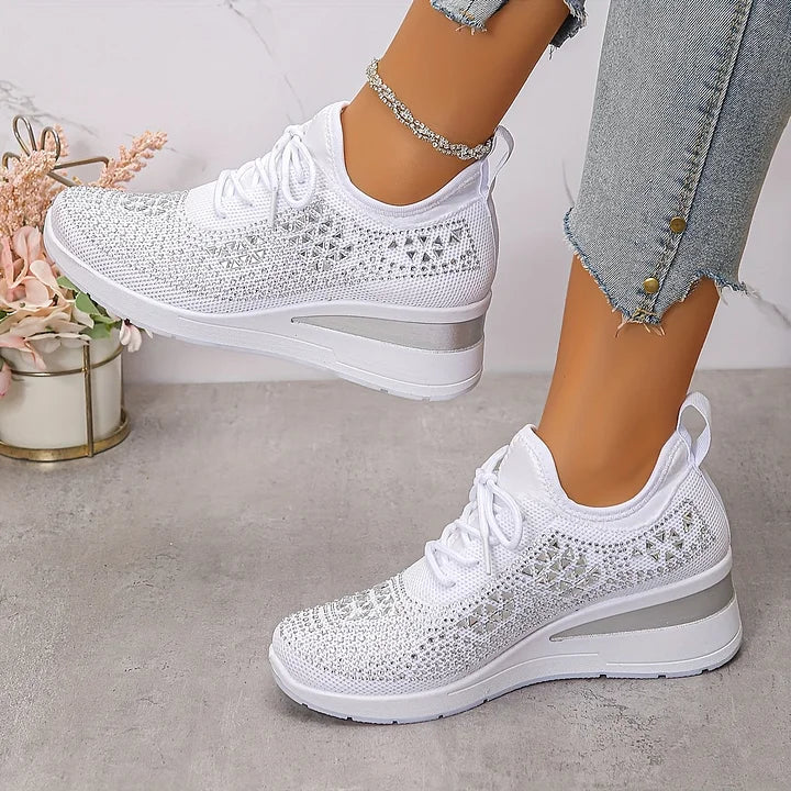 Selina - Damen Sneaker mit Strass und Plateau