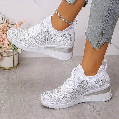 Selina - Damen Sneaker mit Strass und Plateau