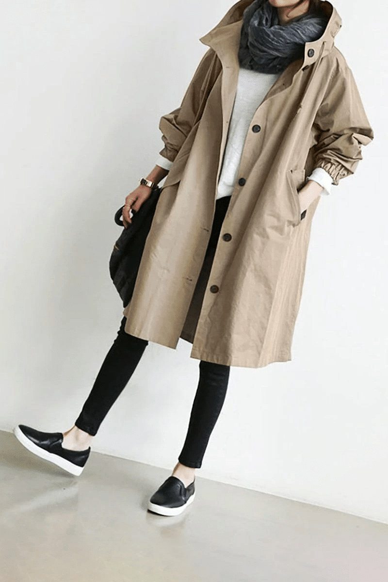 Laura – Oversize Damen Trenchcoat mit Kapuze