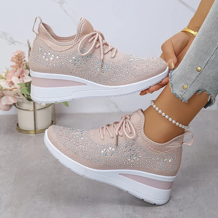 Selina - Damen Sneaker mit Strass und Plateau