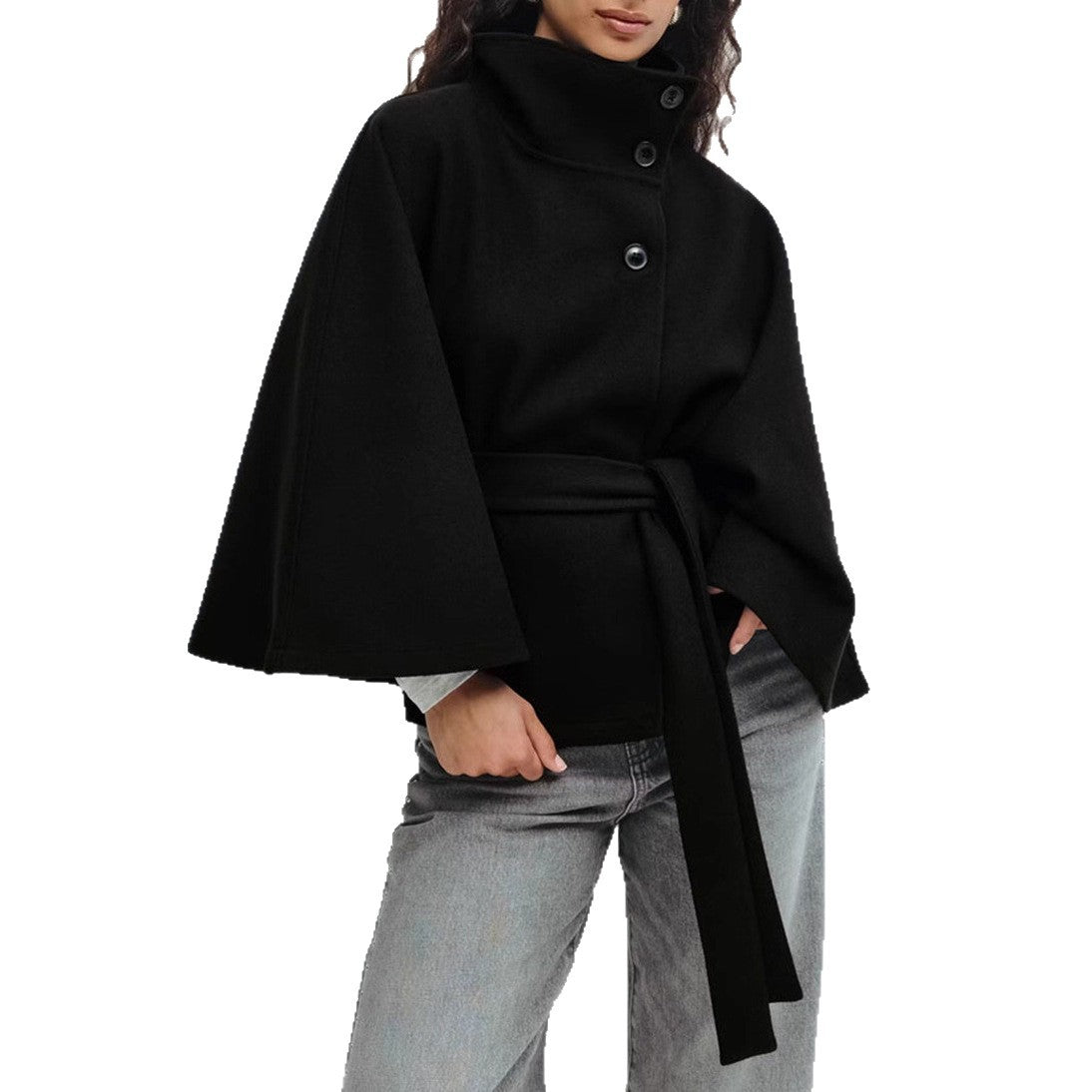 Amira - Damen Cape-Mantel mit Taillengürtel