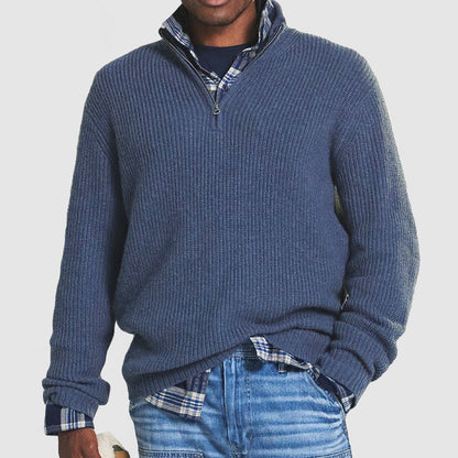 Ethan - Herren Strickpullover mit halbem Reißverschluss