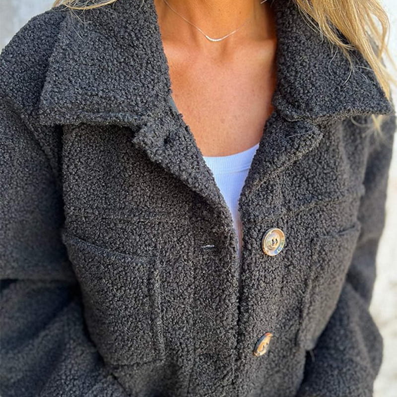 Clara - Damen Teddyjacke mit Knöpfen weich warm