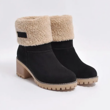 Clara - Damen Winterstiefeletten mit Absatz und Fellfutter