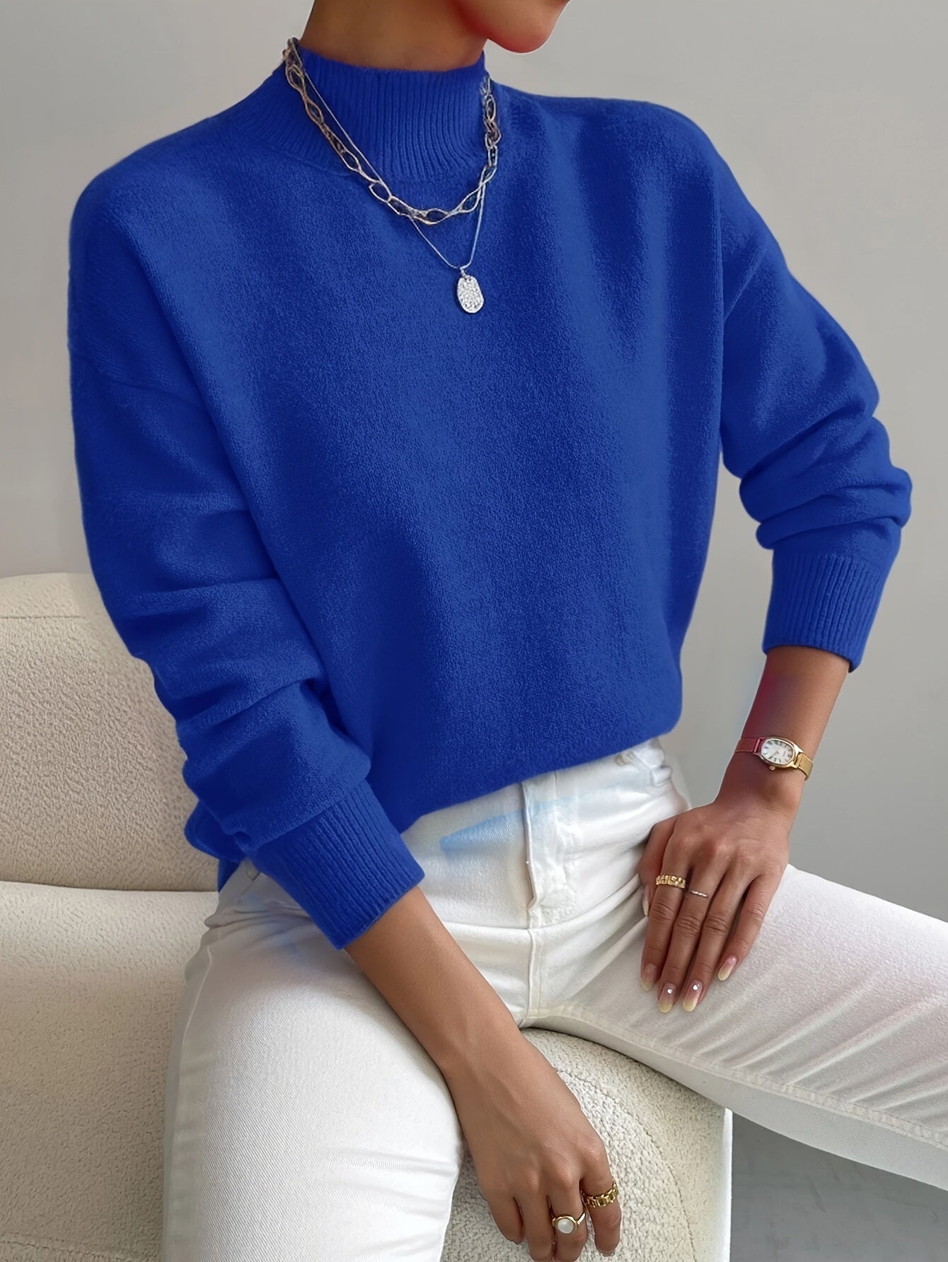 Amira - Damen Pullover mit Stehkragen aus Feinstrick
