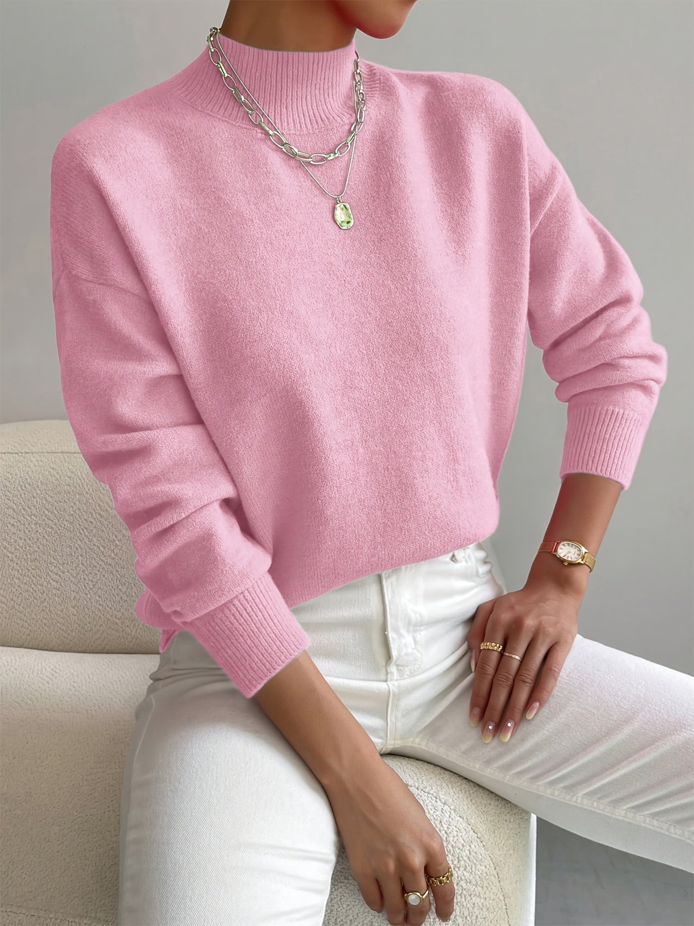 Amira - Damen Pullover mit Stehkragen aus Feinstrick