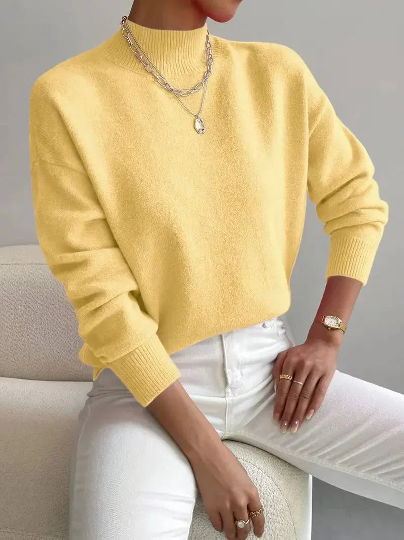Amira - Damen Pullover mit Stehkragen aus Feinstrick