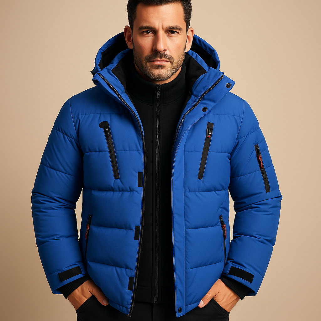 Niklas – Herren Winterjacke mit Kapuze und Reißverschlusstaschen