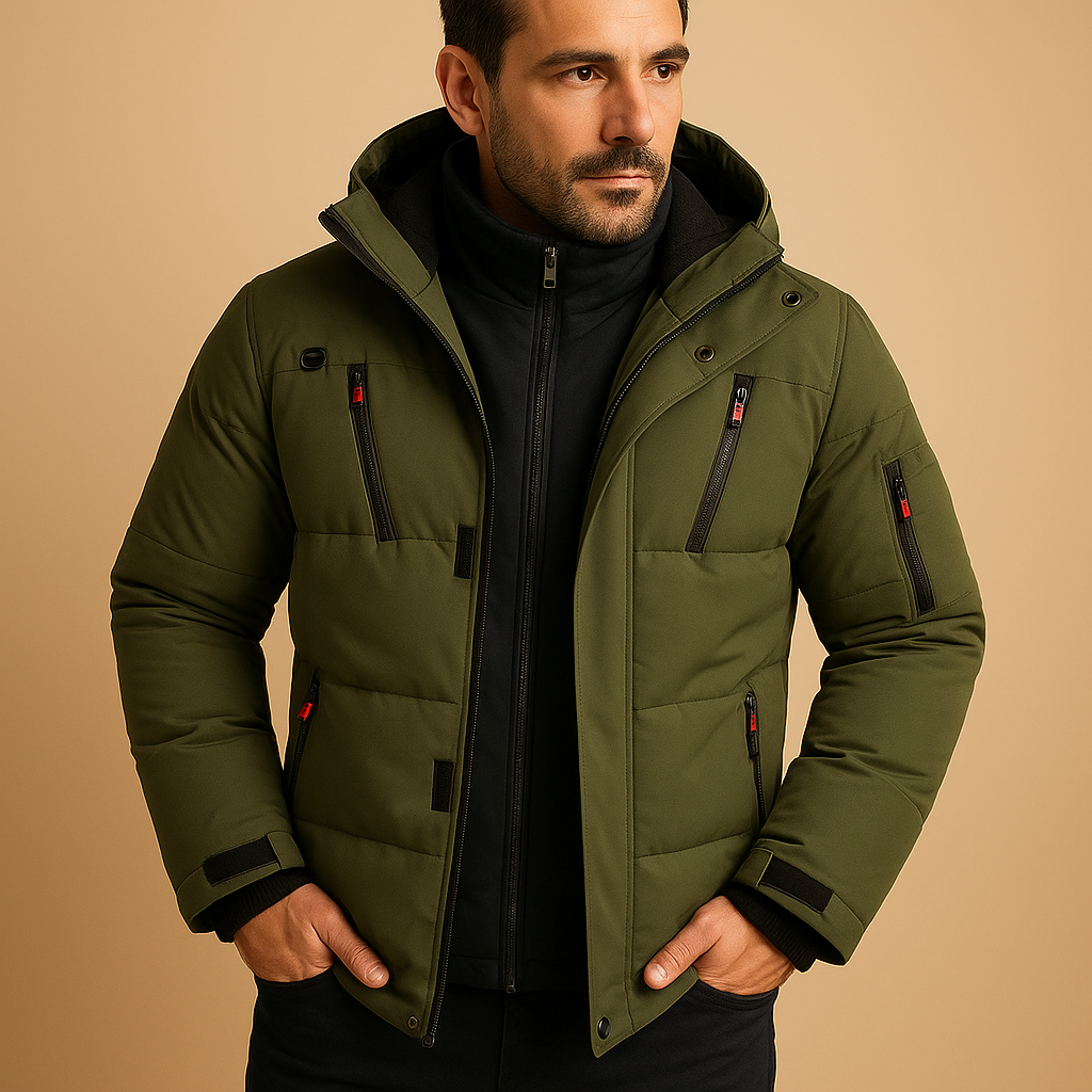 Niklas – Herren Winterjacke mit Kapuze und Reißverschlusstaschen
