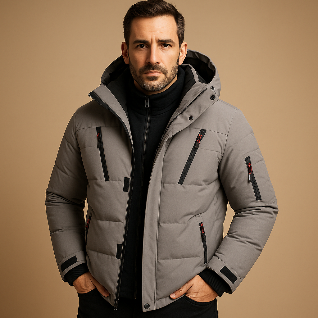 Niklas – Herren Winterjacke mit Kapuze und Reißverschlusstaschen